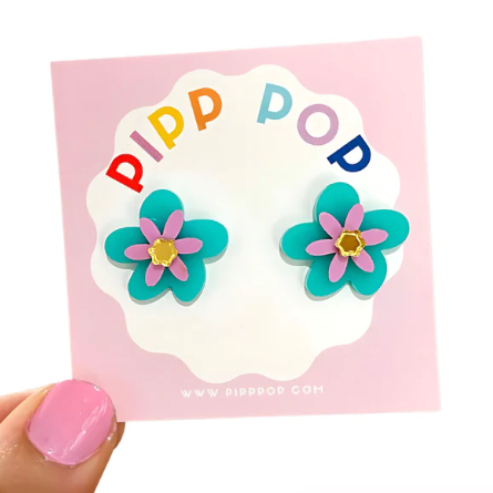 Mini Jessie Flower Studs Aqua