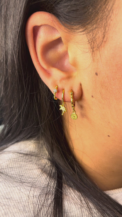 Soleil Sun Huggie Earrings 18k Gold