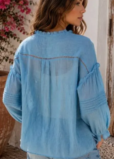 Lani Resort Blouse in Blue by Salty Palm