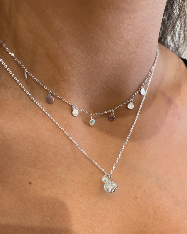 Siren Shell & Freshwater Pearl Necklace Sterling Silver