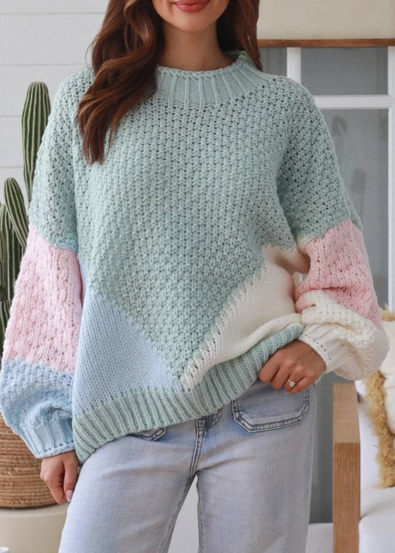 Aqua Block Colour Knit Jumper