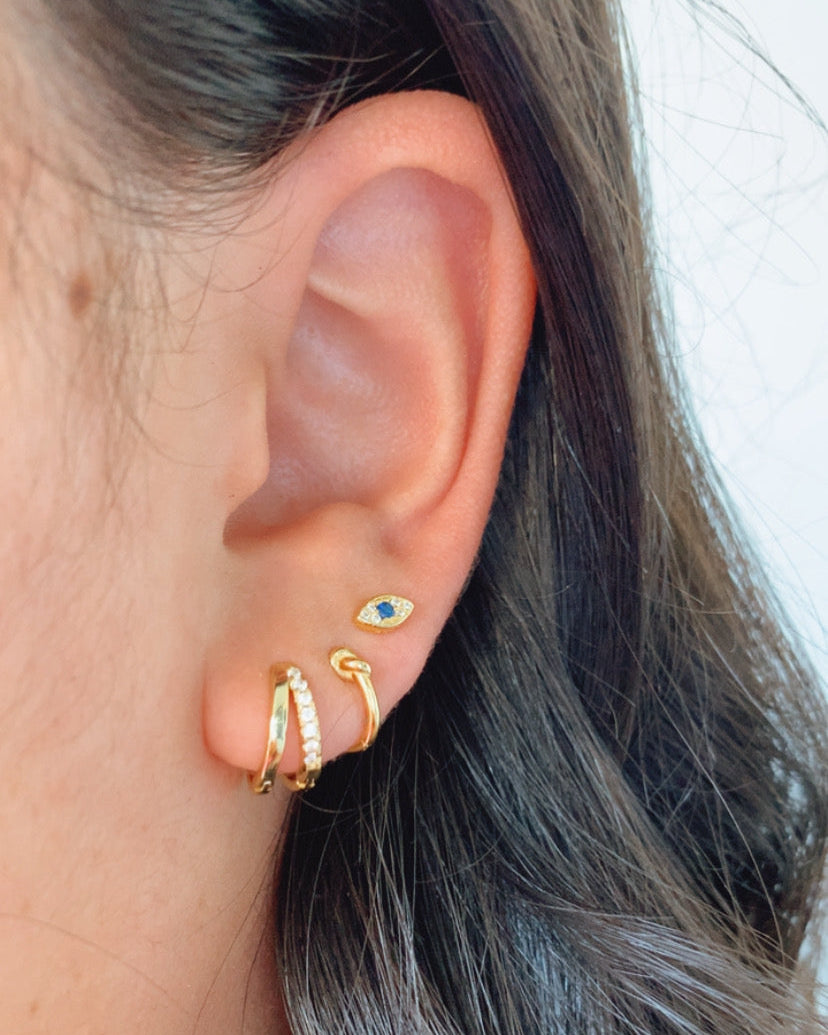 Sophie Double Hoop Huggie Earrings 18k Gold