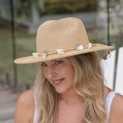 Megan Panama Hat with Shell Detail